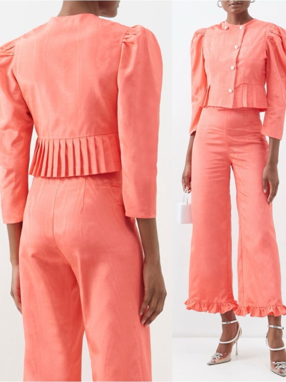 NWT BATSHEVA Set- Kat Jacket & Ruffle Pant in Coral Size: 2